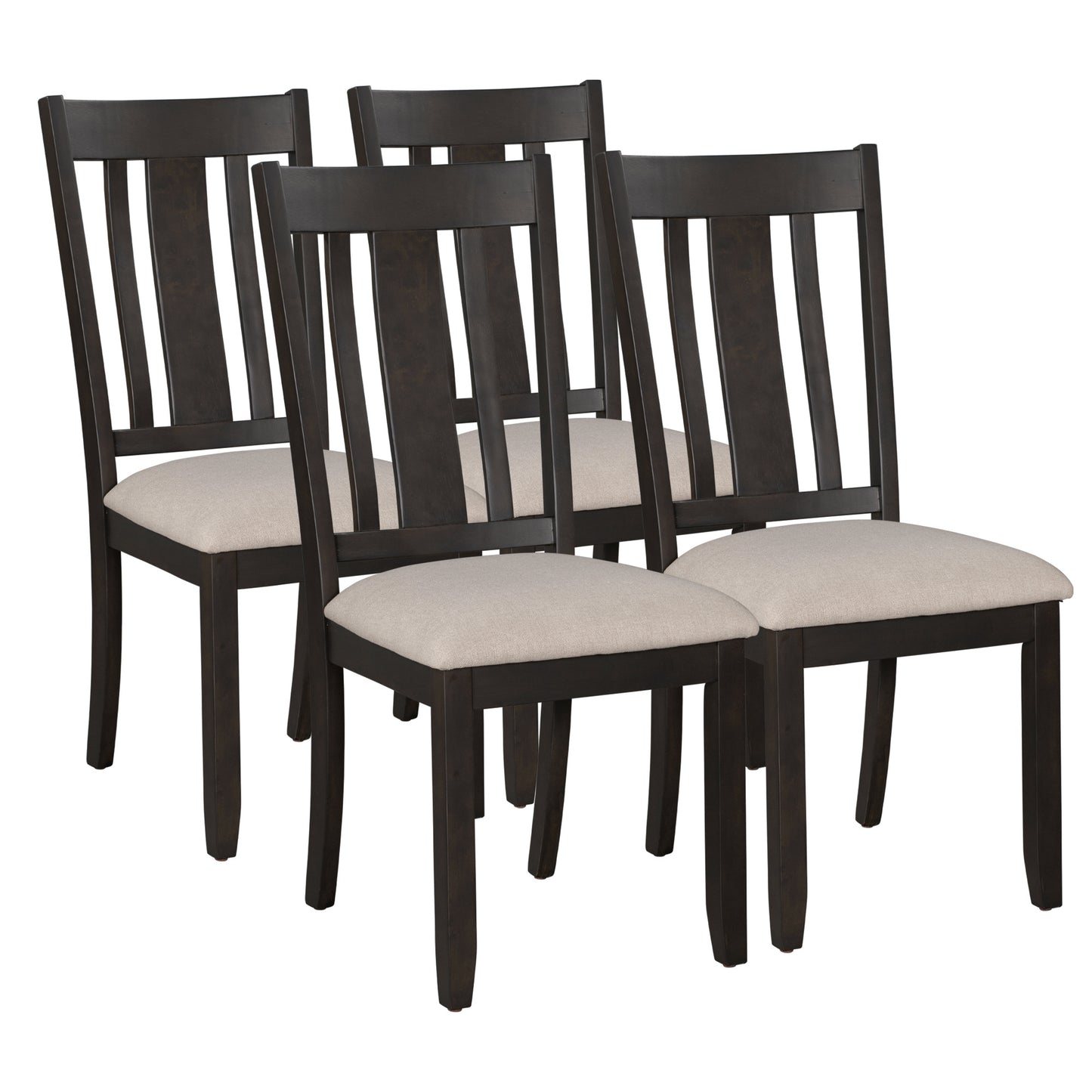 TREXM Industrial Style Wooden Dining Chairs with Ergonomic Design, Set of 4 (Espresso)