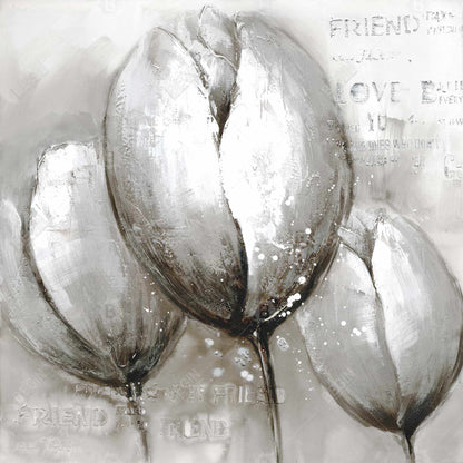 Three white tulips - 12x12 Print on canvas