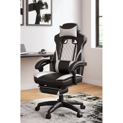 Ashley Lynxtyn White Black Contemporary Home Office Swivel Desk Chair H400-07A