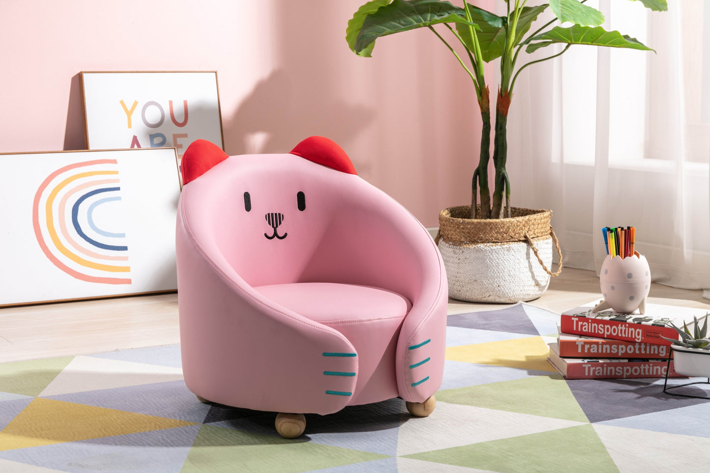 Beautiful Kids Chair 1pc Cat Pink