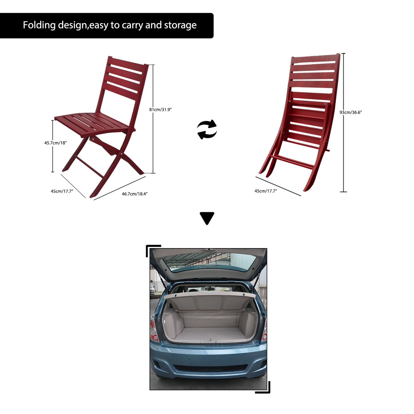 2 Pieces Outdoor Folding Chairs Aluminum Patio Dining Chair Weather-Resistant Lawn Chair