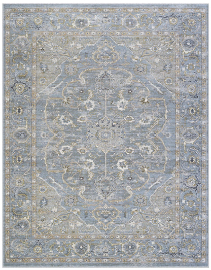 Damara Light Blue and Multi-color Viscose Area Rug 5x8