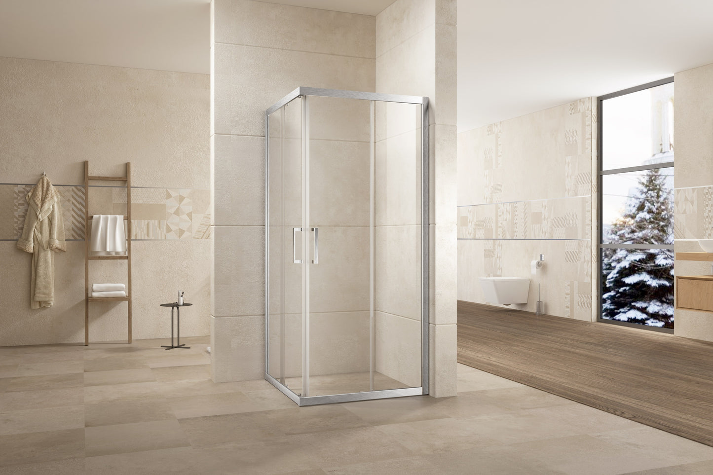 TRUSTMADE 48 in. H x 34 in. W x 76 in. H Semi-Frameless Square Sliding Shower Enclosure (cUPC Approved), w/ Invisible Rollers