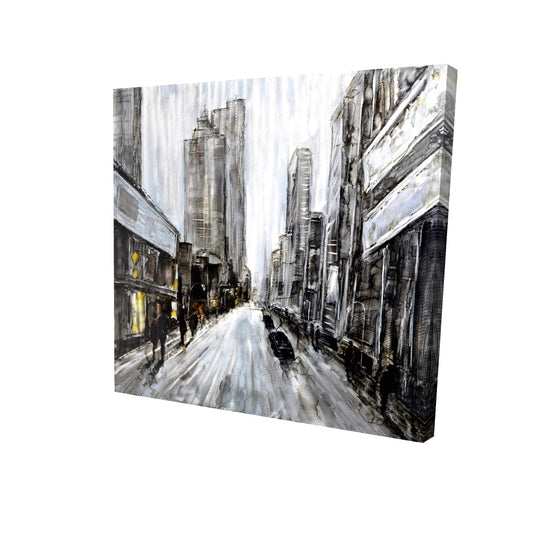 Gray gloomy street  - 16x16 Print on canvas