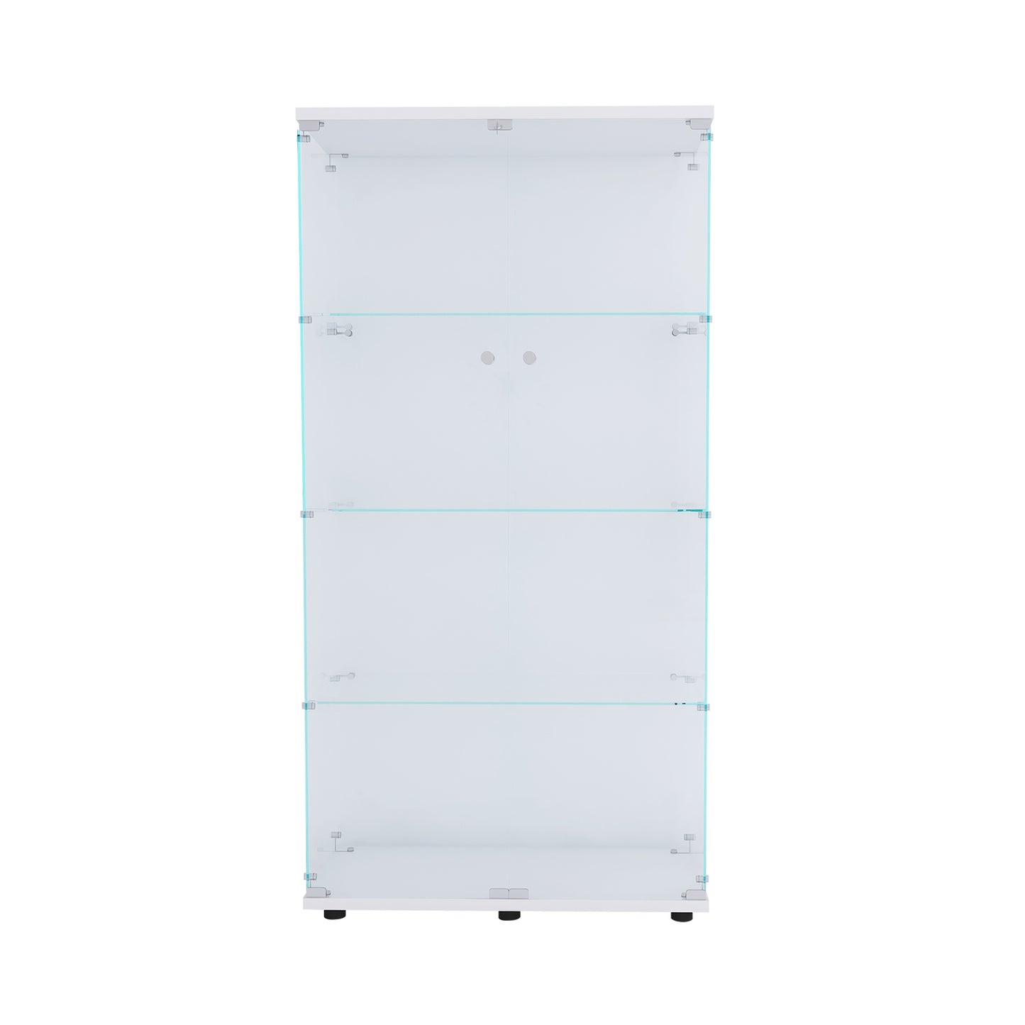 Two-door Glass Display Cabinet 4 Shelves with Door, Floor Standing Curio Bookshelf for Living Room Bedroom Office, 64.56” x 31.69”x 14.37”, White