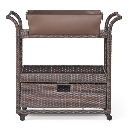 Christopher Knight Home Manka Indoor Wicker Convenience Bar Cart, Brown