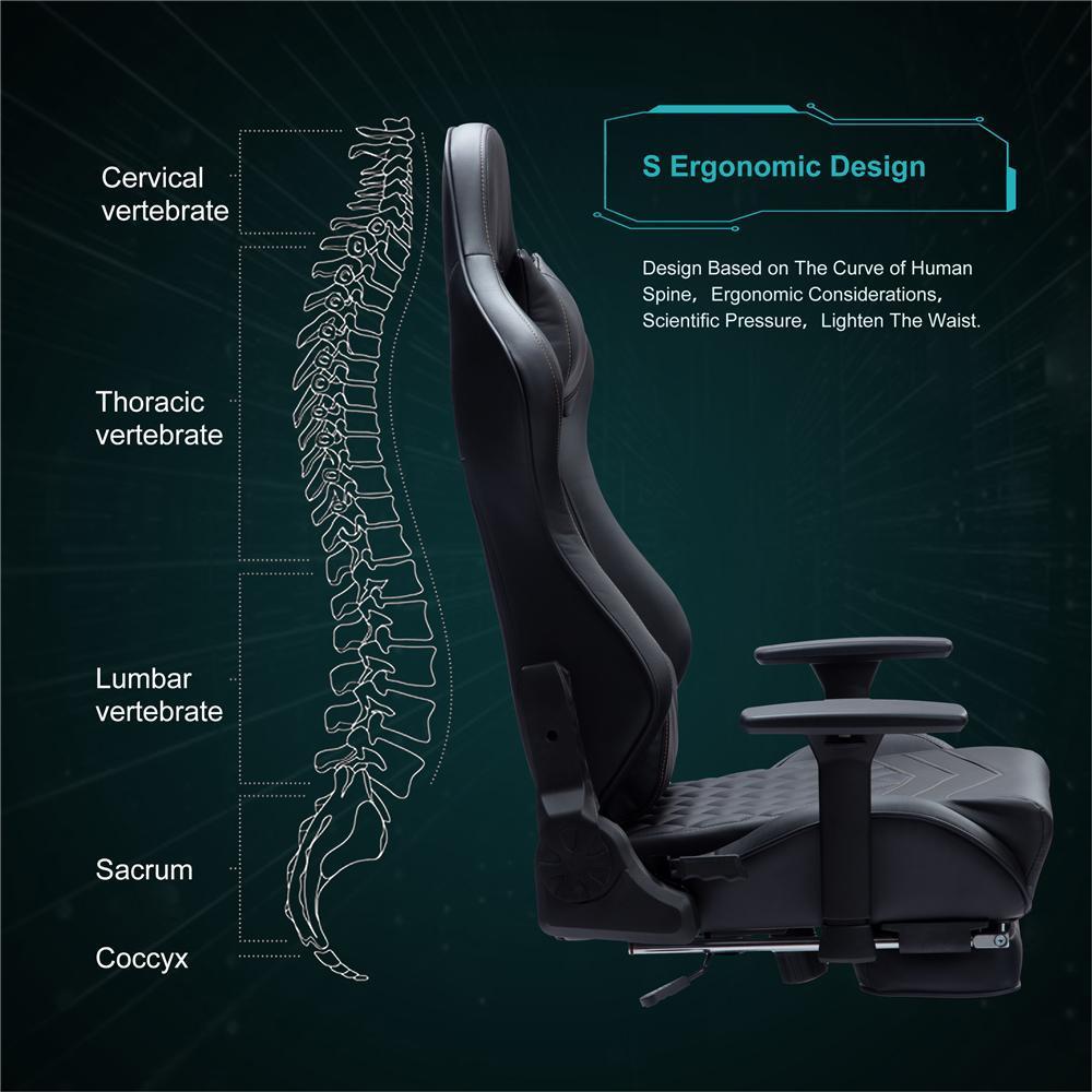 Vanbow.Seat Height Adjustable Swivel Racing Office Computer Ergonomic Video Game Chair