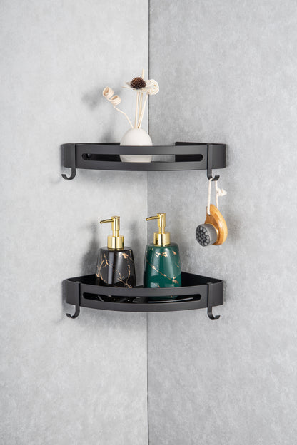 Double bathroom corner shelf