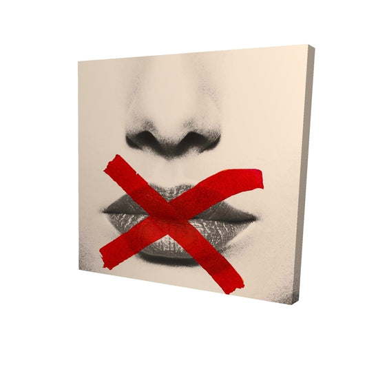 Grayscale lips with a red x - 08x08 Print on canvas