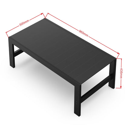 Aluminum Outdoor Patio Coffee Table in Black for Garden, Open-air balcony, Poolside