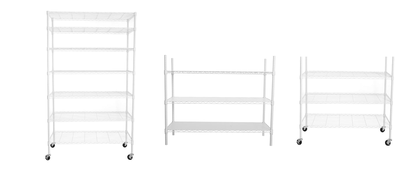 7 Tier Wire Shelving Unit, 2450 LBS NSF Height Adjustable Metal Garage Storage Shelves with Wheels, Heavy Duty Storage Wire Rack Metal Shelves - White