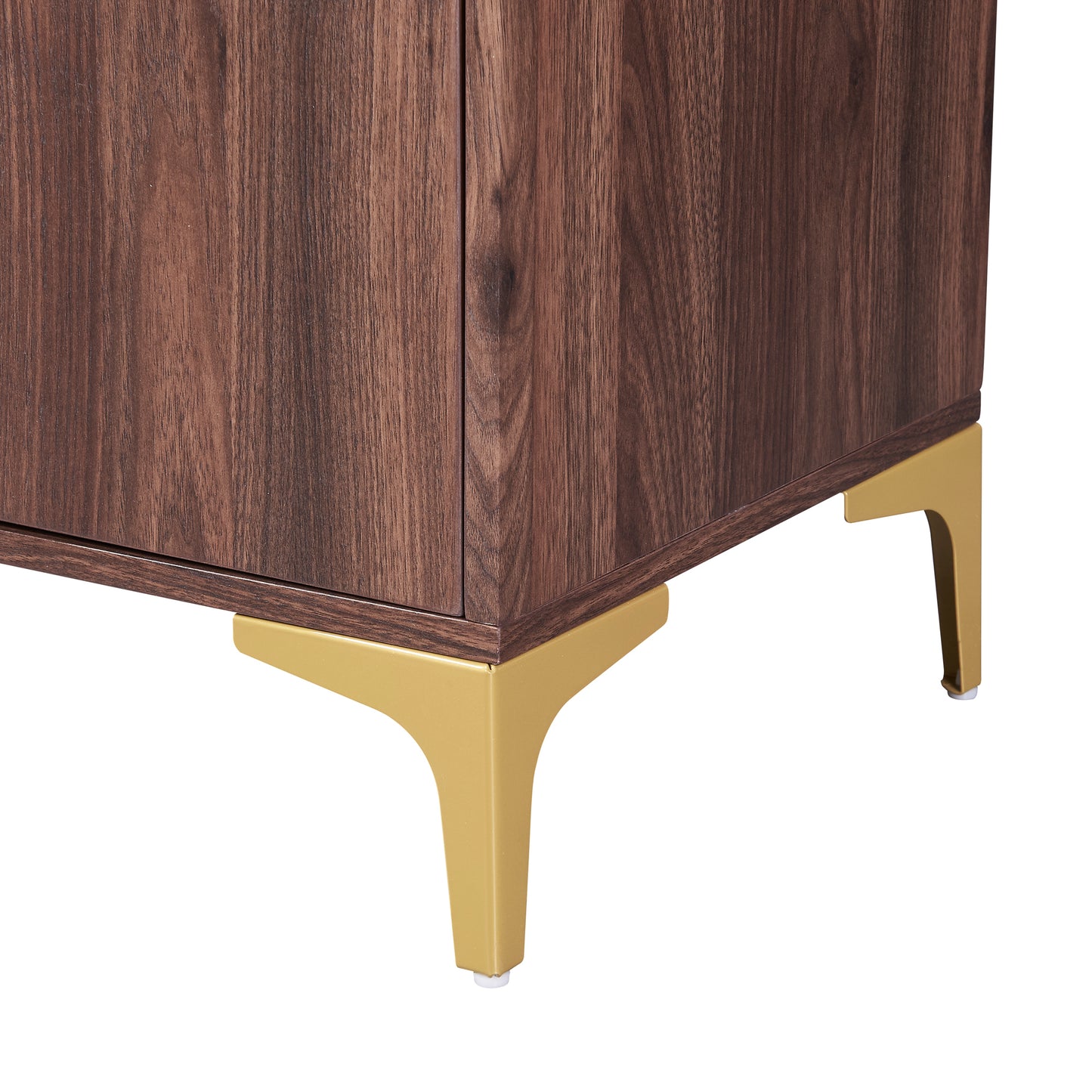 TREXM 58” L Sideboard with Gold Metal Legs and Handles Sufficient Storage Space Magnetic Suction Doors (Brown)