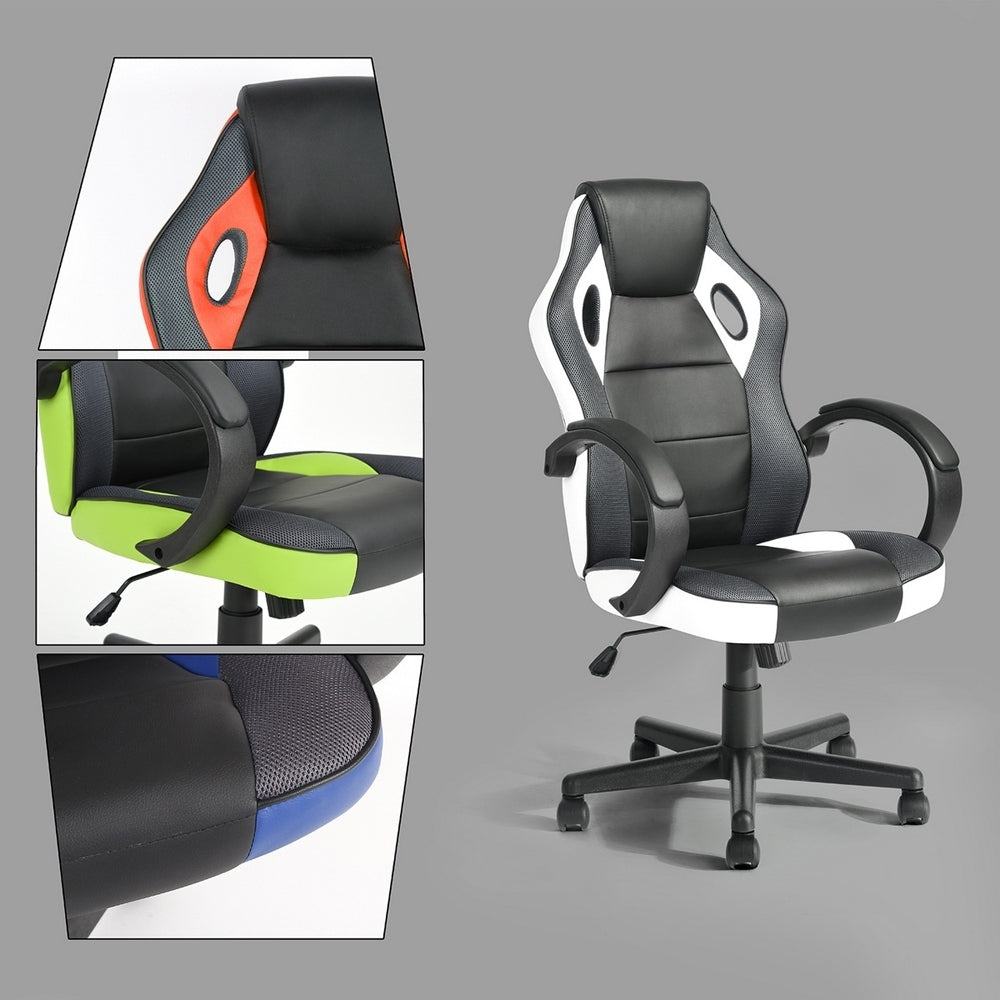 Gaming Office Chair with Fabric Adjustable Swivel, BLACK AND WHITE