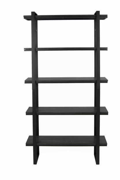 32"W X 11"D X 70.9"H 5-layer Metal Shelf-Bookshelf- 5-tire storage shelf -Bookcase, BLACK