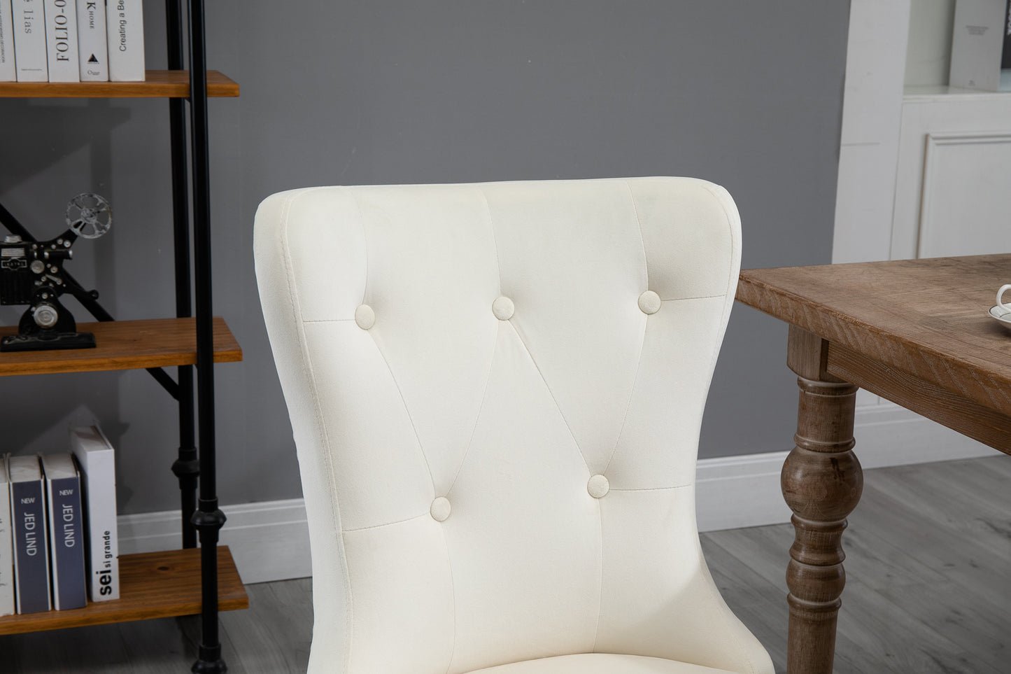 TOPMAX Dining Chair Tufted Armless Chair Upholstered Accent Chair, Set of 4 (Cream)