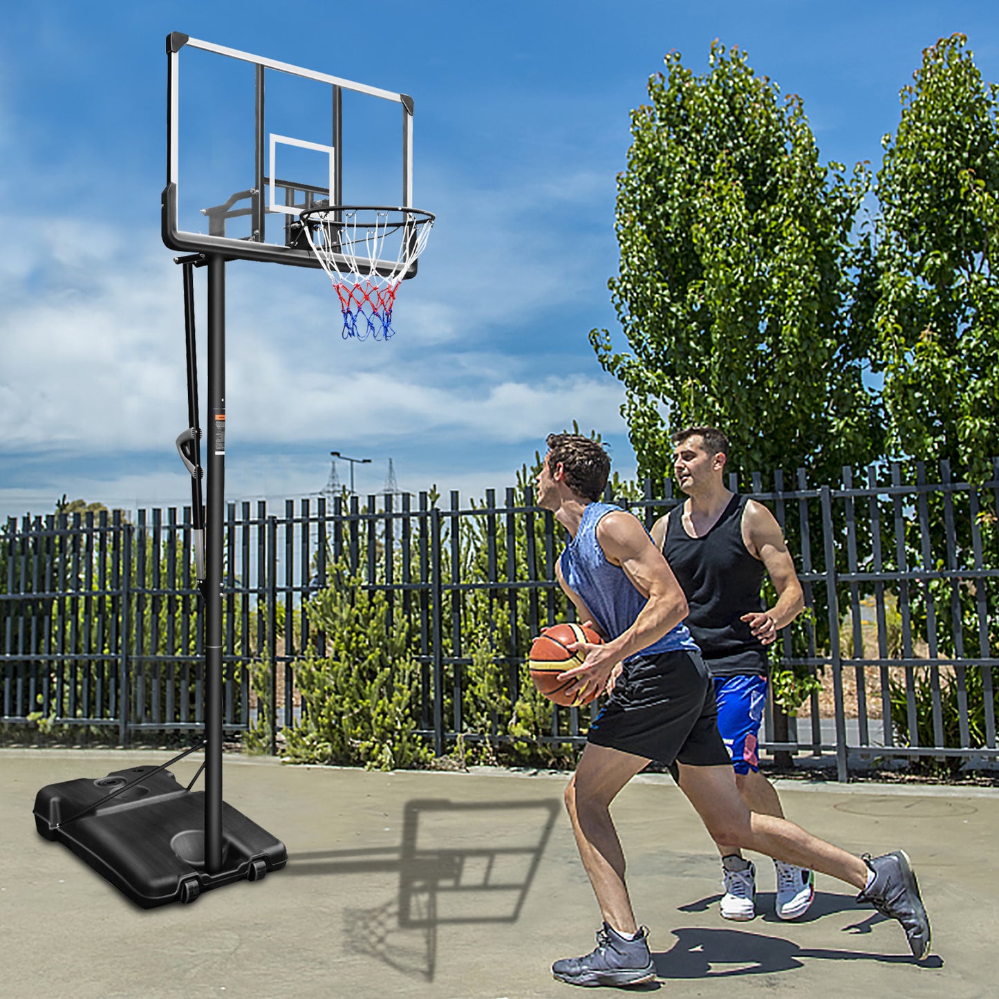 Portable Basketball Hoop Backboard System Stand Height Adjustable 7.5ft - 10ft with 48 Inch Backboard and Wheels for Adults Teens Outdoor Indoor Basketball Goal Game Play Set