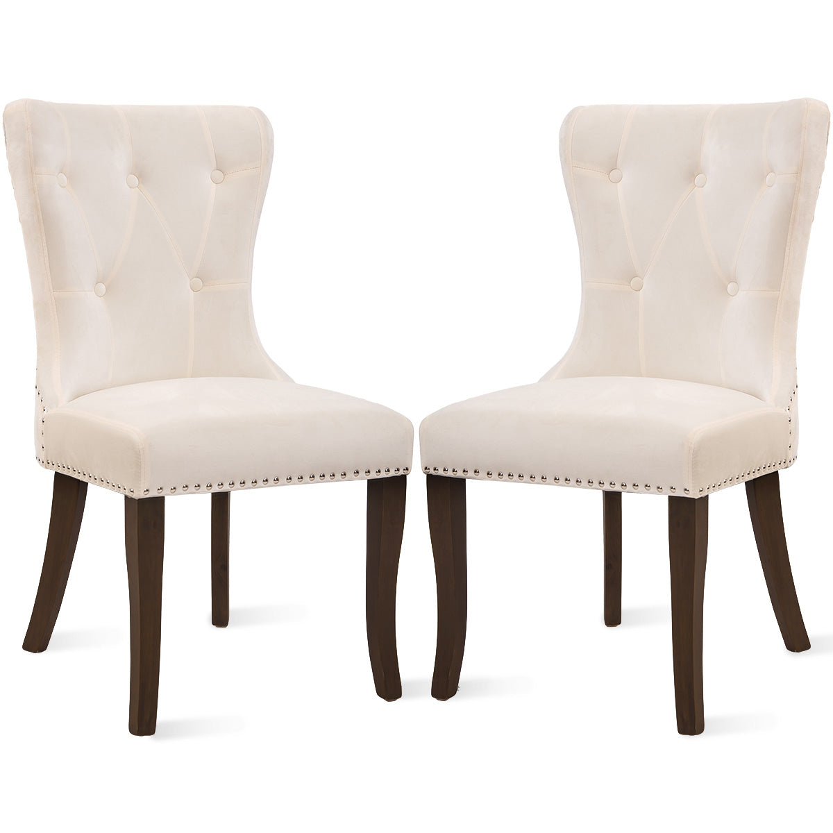 TOPMAX Dining Chair Tufted Armless Chair Upholstered Accent Chair, Set of 4 (Cream)