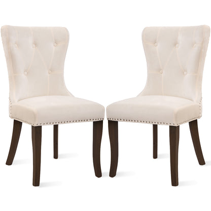 TOPMAX Dining Chair Tufted Armless Chair Upholstered Accent Chair, Set of 4 (Cream)