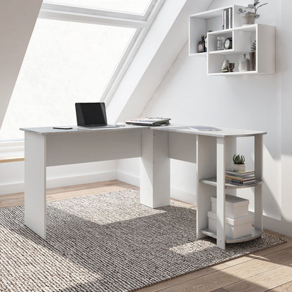 Techni Mobili Modern L-Shaped Desk with Side Shelves, Grey