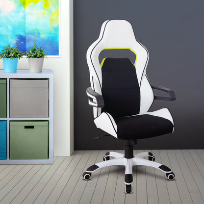 Techni Mobili Ergonomic Essential Racing Style Home & Office Chair, White