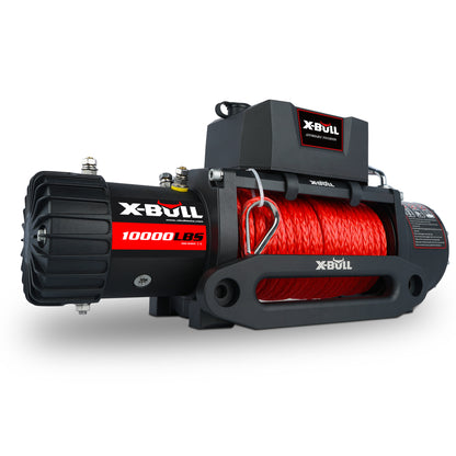 X-BULL 12V Synthetic Rope Winch-10000 lb. Load Capacity Electric Winch Kit,Waterproof IP67 Electric Winch with Hawse Fairlead, with Both Wireless Handheld Remote and Corded Control Recovery