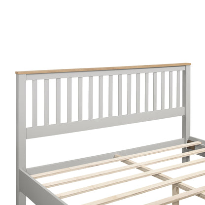 Country Gray Solid Platform Bed with Oak Top, King