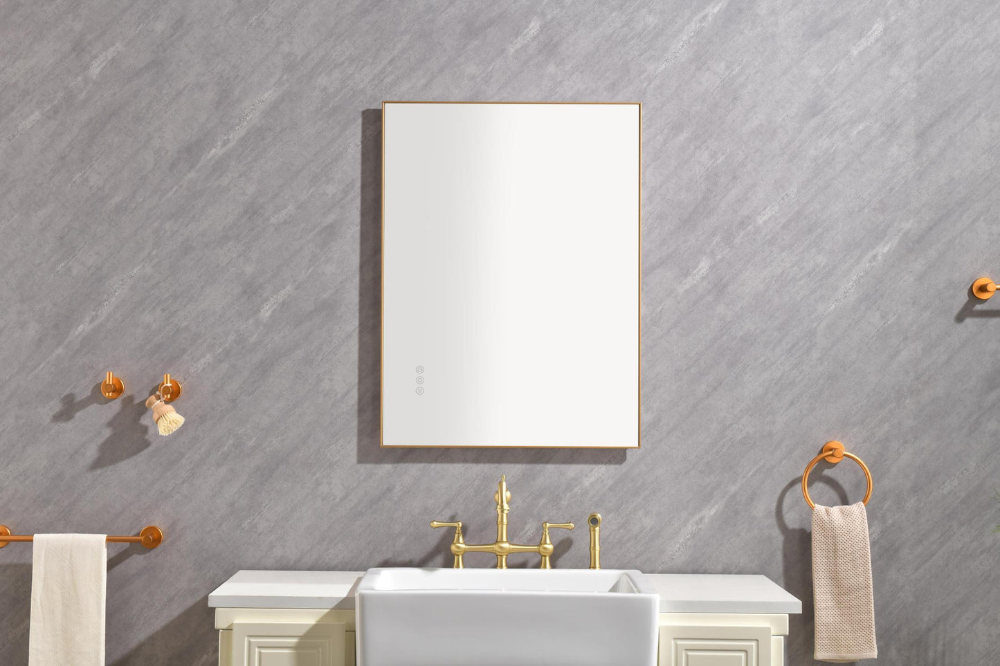 Super Bright Led Bathroom Mirror with Lights, Metal Frame Mirror Wall Mounted Lighted Vanity Mirrors for Wall, Anti Fog Dimmable Led Mirror for Makeup, Horizontal/Verti  \nGun Gray Metal