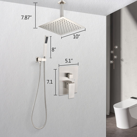 Ceiling Mounted Shower System Combo Set with Handheld and 10"Shower head