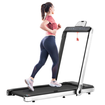 Folding Treadmill, Installation-Free Under Desk Electric Treadmill 2.5HP, with Bluetooth APP and speaker, Remote Control, Display, Walking Jogging Running Machine Fitness Equipment for Home Gym Office