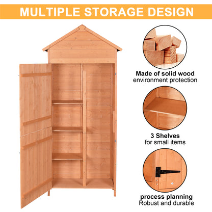 Outdoor Storage Shed - Wood Garden Storage Cabinet - Waterproof Tool Storage Cabinet with Lockable Doors for Garden, Patio, Backyard, Backyard, Patio, Lawn, Meadow, Farmland