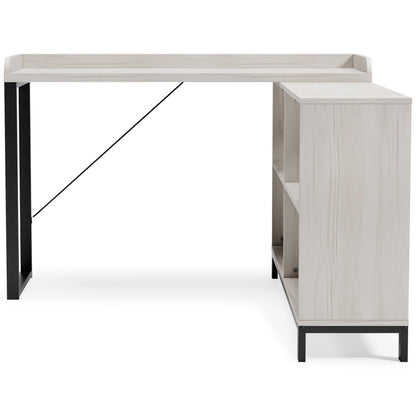 Ashley Bayflynn Casual L-Desk with Open Bookcase in Whitewashed Finish H288-24