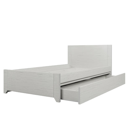 3 Pieces Off White Simple Style Manufacture Wood Bedroom Sets with Twin bed, Nightstand and Chest