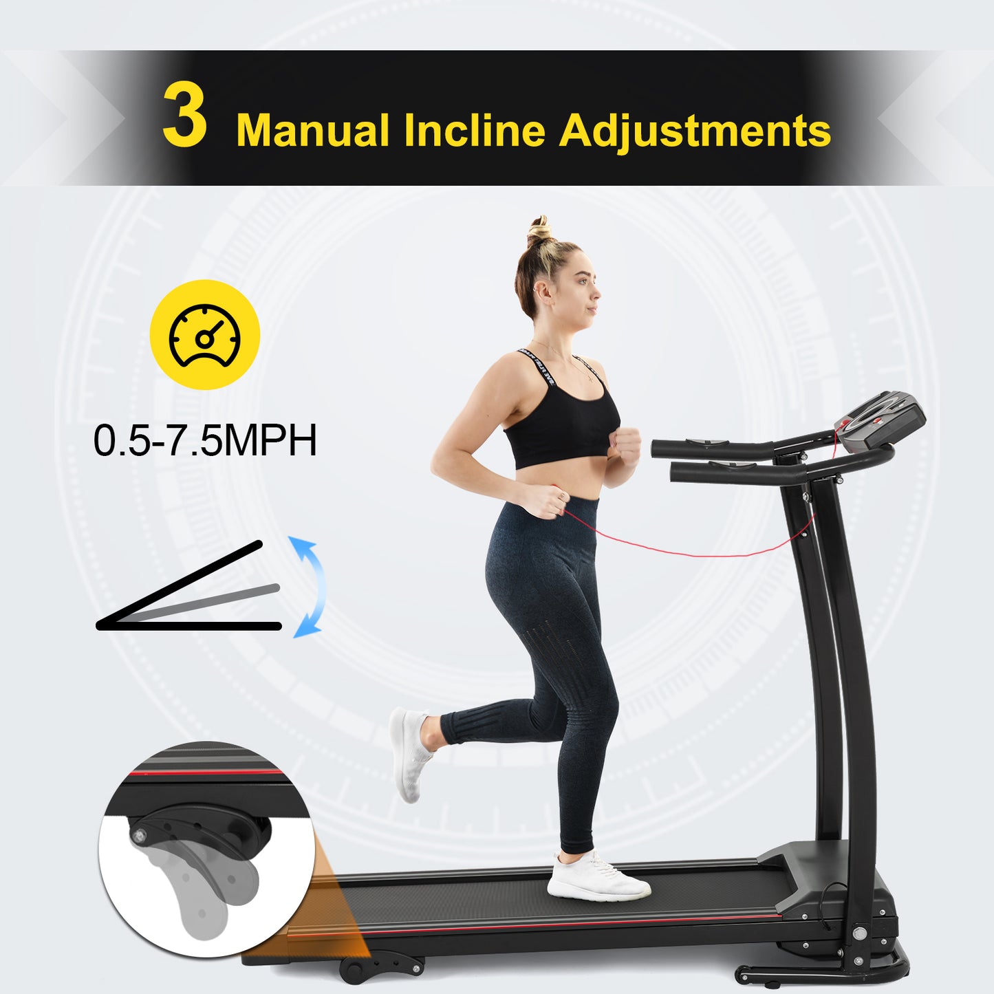 FYC Folding Treadmills for Home -2.25HP Electric Treadmill 265 LBS Weight Capacity, Easy Assemble with Incline/LCD Display, Portable Running Walking Workout for Home Gym Saver Space(JK0805E-3)