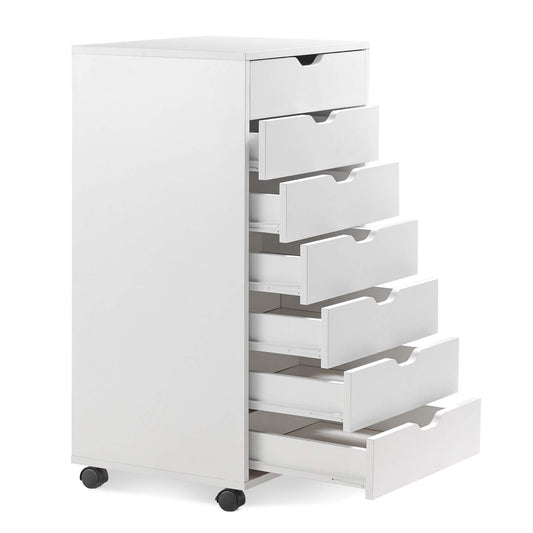 7 Drawer Dresser, Storage Cabinet for Makeup, Tall Chest of Drawers for Closet and Bedroom, White