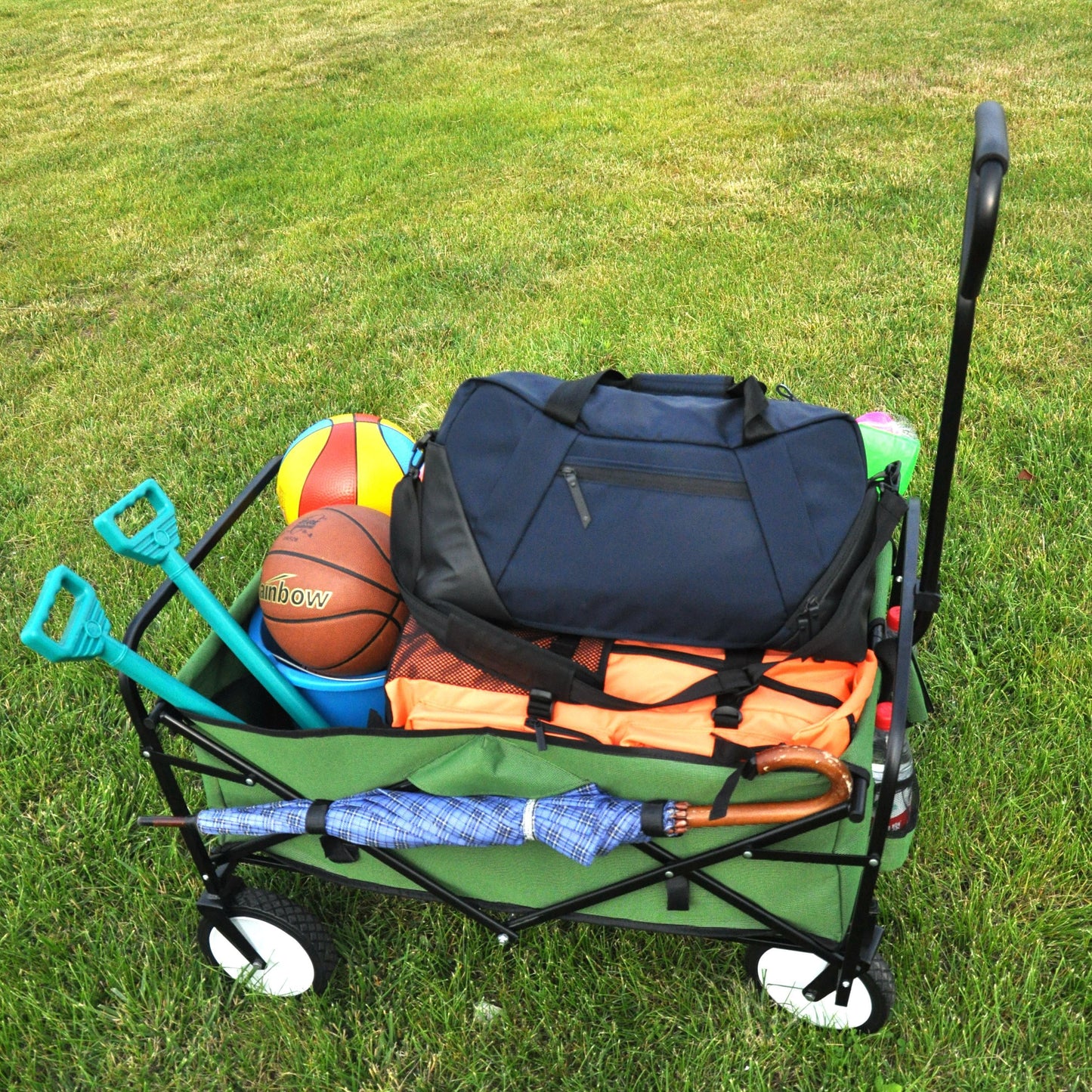 Folding Wagon Garden Shopping Beach Cart (Green)