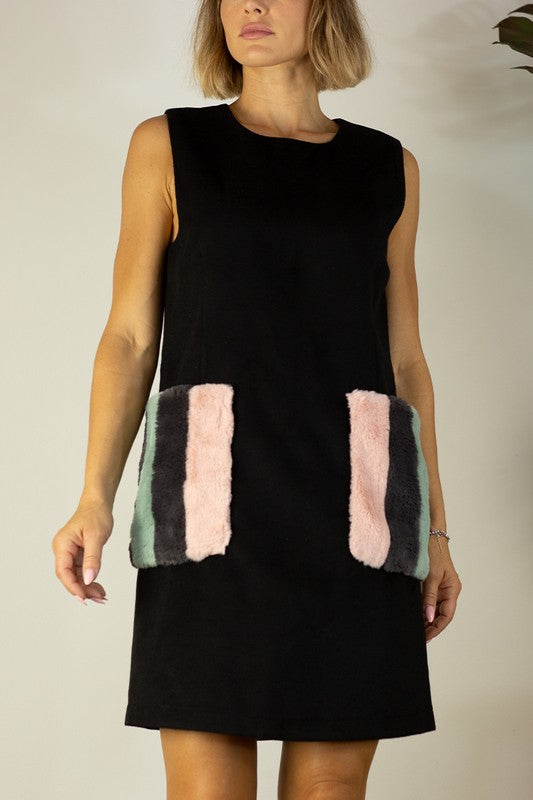 FUR POCKET DRESS