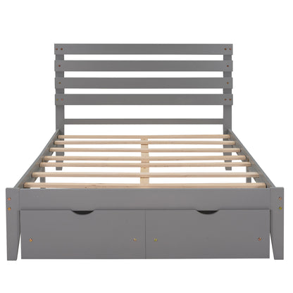 Full Size Platform Bed with Drawers, Gray(New SKU:WF288468AAE)