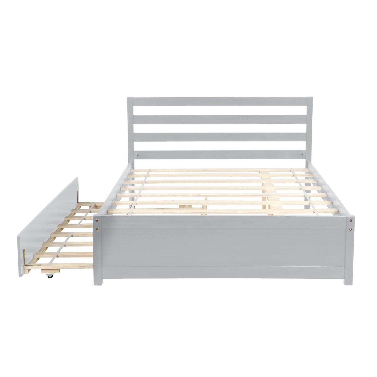 Full Size Wood Platform Bed Frame with Headboard and Twin trundle