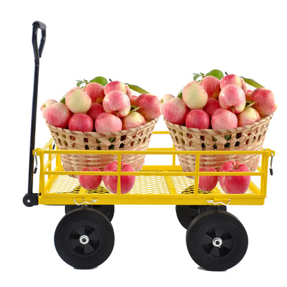 Tools cart Wagon Cart Garden cart trucks make it easier to transport firewood （Yellow colour）