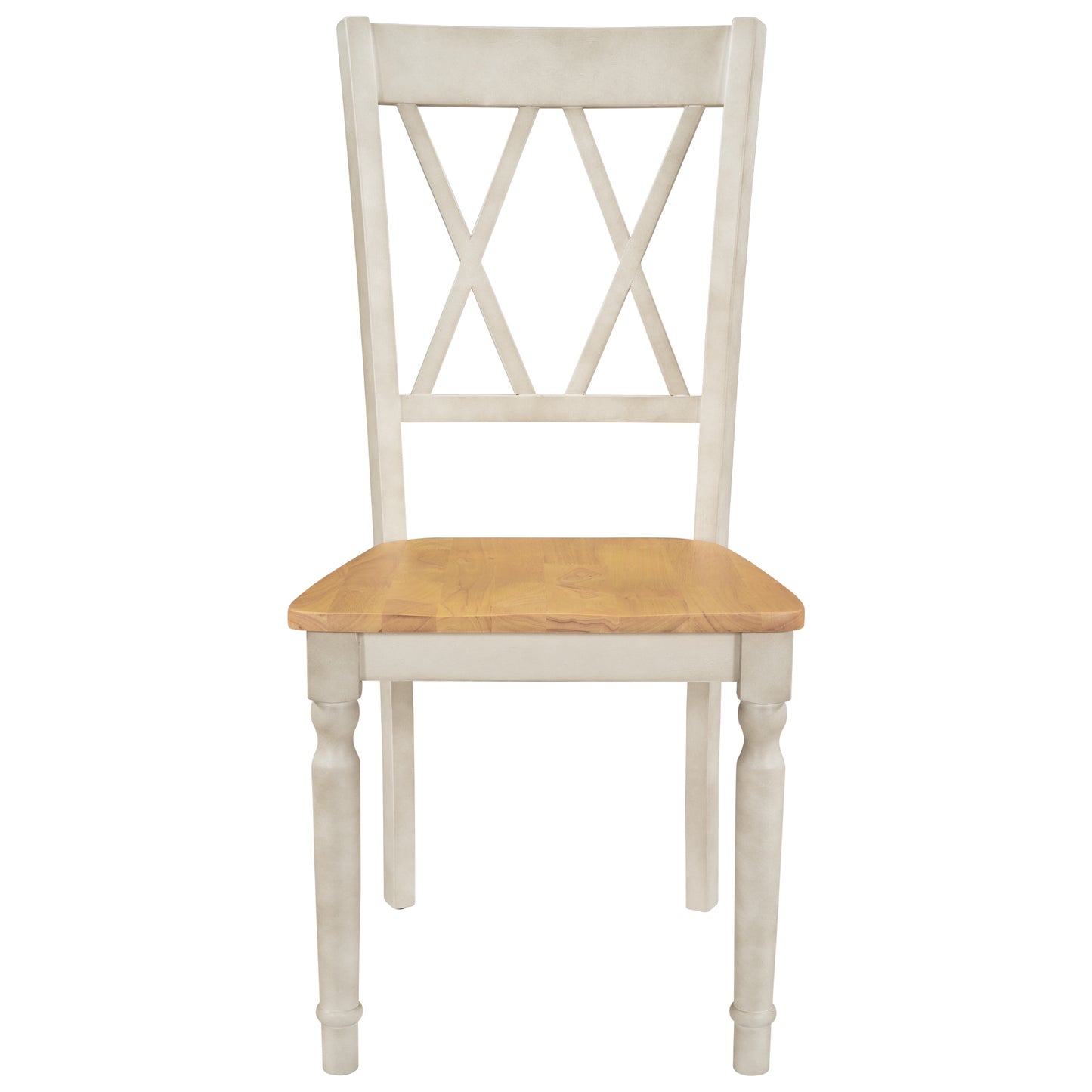 TOPMAX 4-Piece X-Back Wood Breakfast Nook Dining Chairs for Small Places, Natural+Distressed White