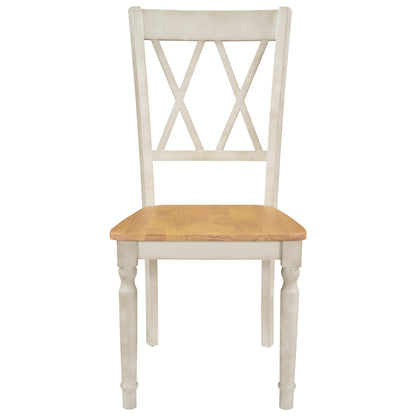 TOPMAX 4-Piece X-Back Wood Breakfast Nook Dining Chairs for Small Places, Natural+Distressed White