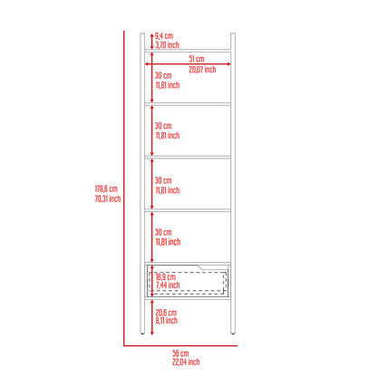 New Haven 1-Drawer 4-Shelf Ladder  Bookcase Dark Walnut