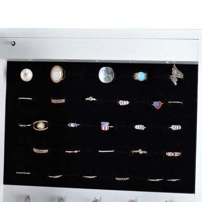 Full Mirror Fashion Simple Jewelry Storage Cabinet  With Led Light  Can Be Hung On The Door Or Wall