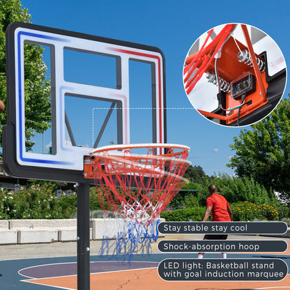 Portable Basketball Hoop Basketball System 4.76-10ft Height Adjustment for Youth Adults LED Basketball Hoop Lights, Colorful lights, Waterproof，Super Bright to Play at Night Outdoors,Good Gift for Kid