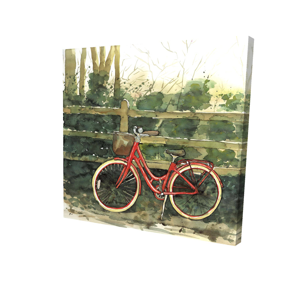 Riding in the woods by bicycle - 12x12 Print on canvas