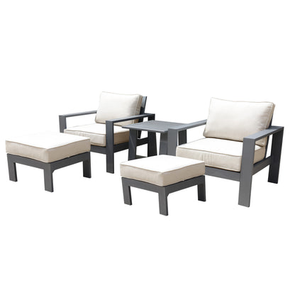 5 Piece Seating Group with Cushions, Powdered Pewter