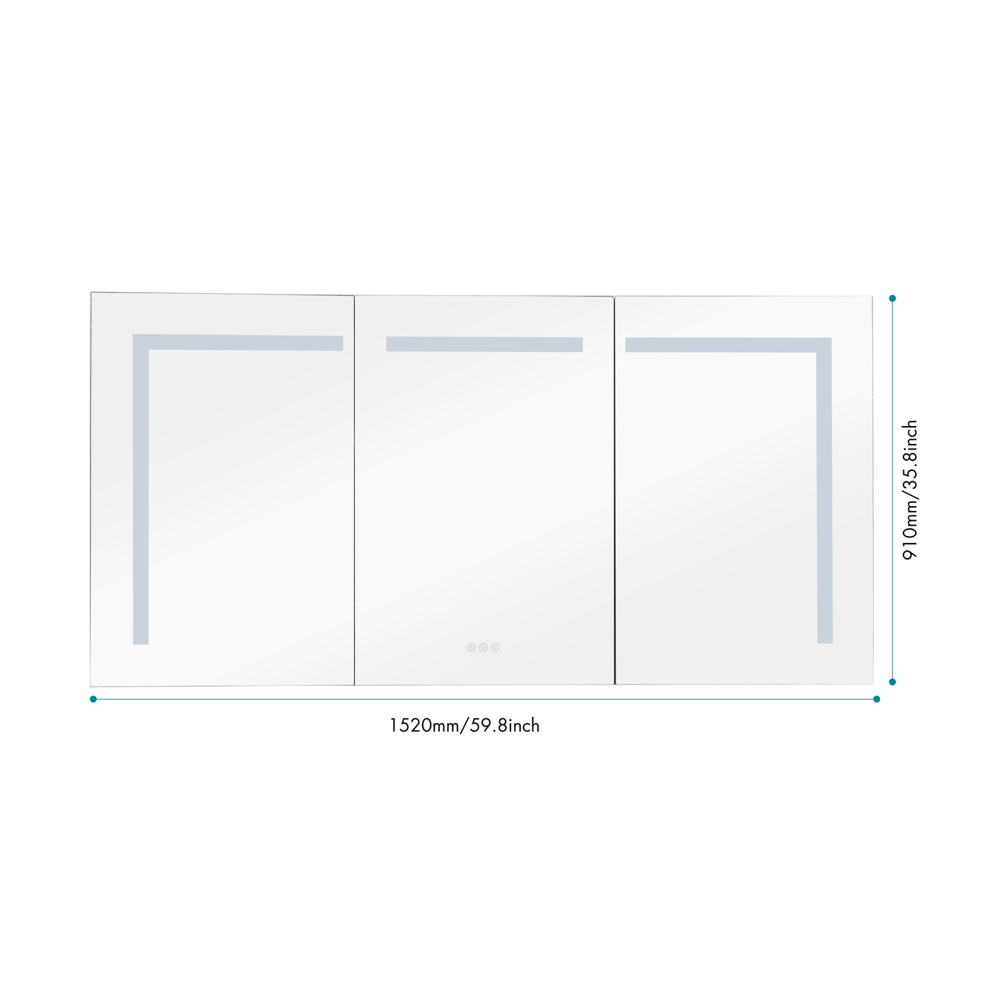 60in. W x 36 in. H LED Large Rectangular  Aluminum Alloy Surface Mount Medicine Cabinet with Mirror