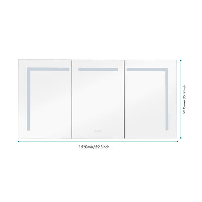 60in. W x 36 in. H LED Large Rectangular  Aluminum Alloy Surface Mount Medicine Cabinet with Mirror