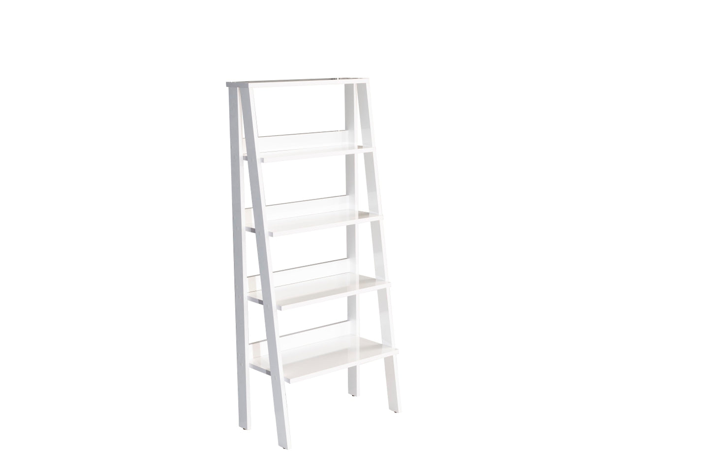 Furnish Home Store Otavio 5 Tier Modern Ladder Bookshelf Organizers, Wood Frame Bookshelf for Small Spaces in Your Living Rooms, Office Furniture Bookcase, White