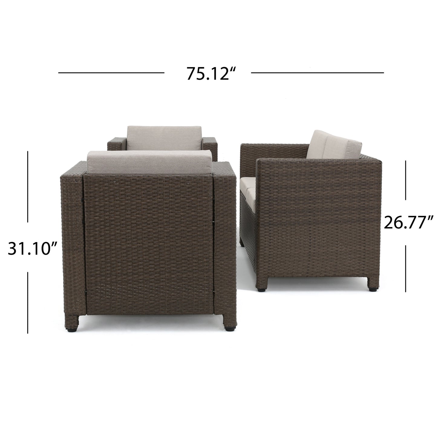 Venice 4pc Outdoor Wicker Sofa Set Brown+Ceramic Grey